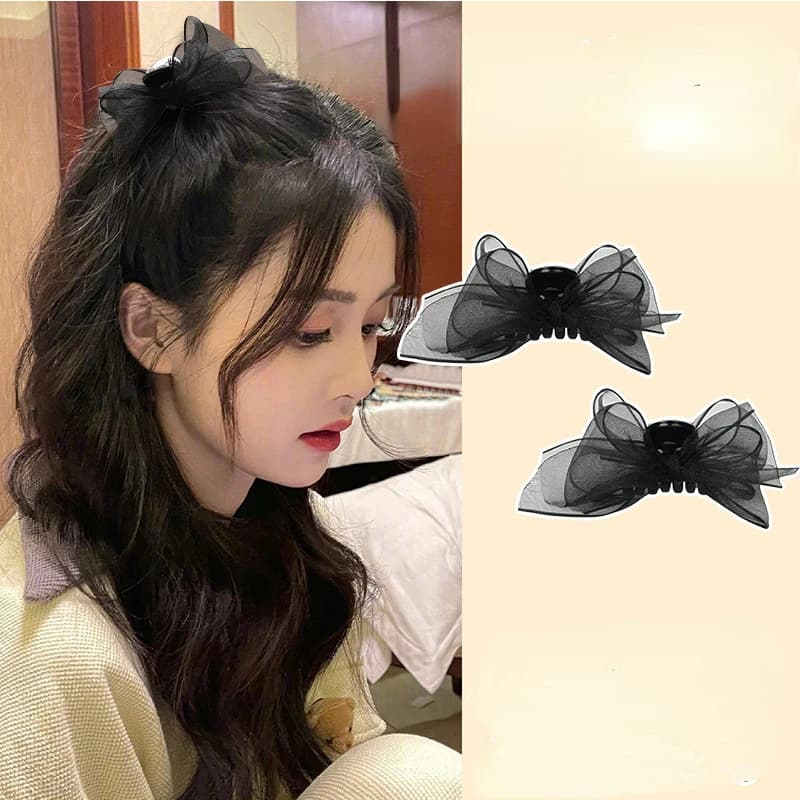 1 pz coreano garza fiocco fermaglio per capelli artiglio morsetto moda elegante capelli artiglio Clip donne mollette copricapo ragazze accessori per capelli