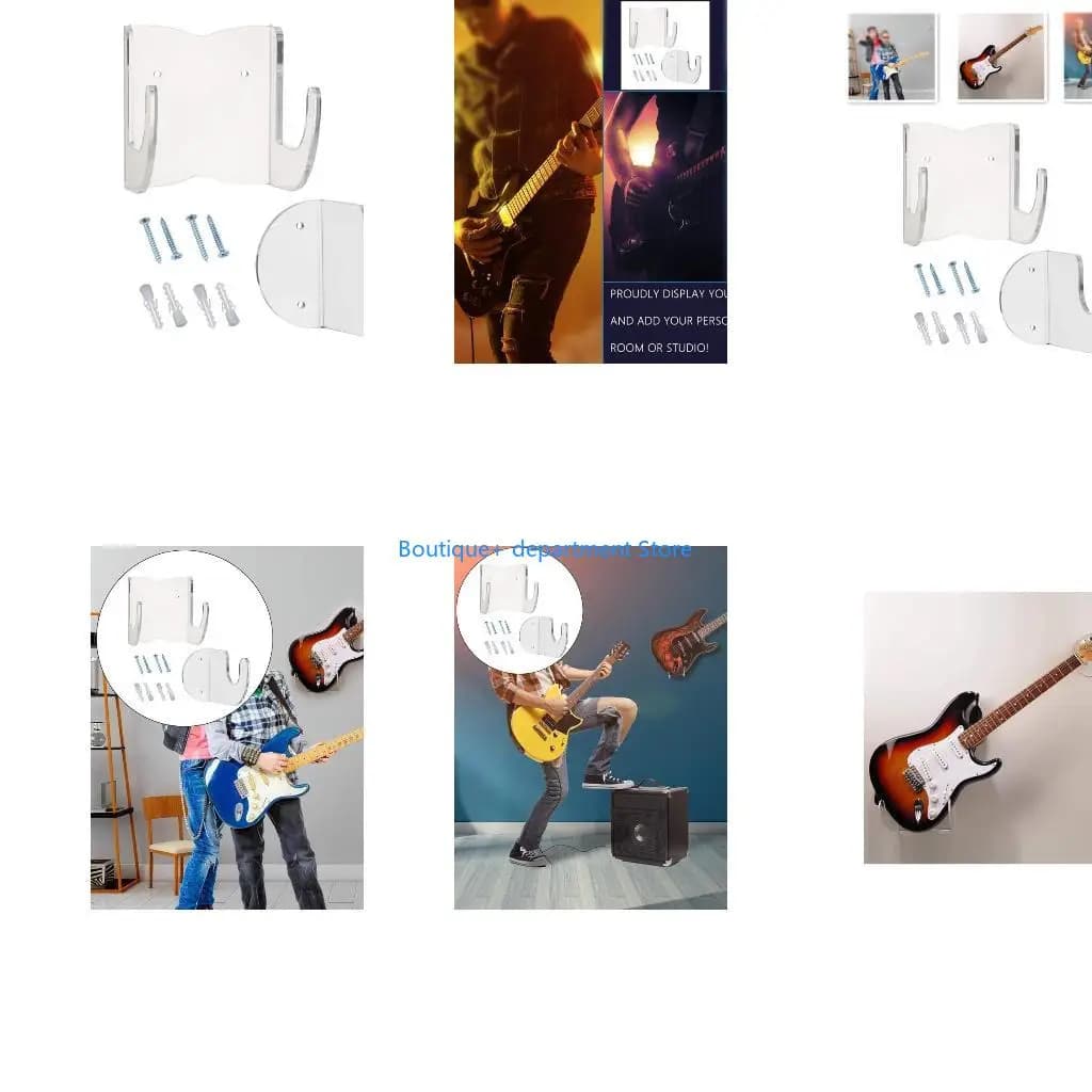 E1PD Acrylic Wall-mounted Guitar Hanger Set Non-slip Ukulele Holder Stand Guitar Storage Wall Hook Easy to Install Save Space