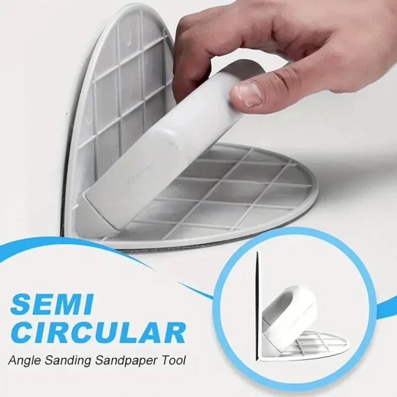 Supporto per levigatura autoadesivo a semicerchio Levigatrice angolare per cartongesso in plastica durevole Strumento ergonomico per progetti fai da te per la lavorazione del legno