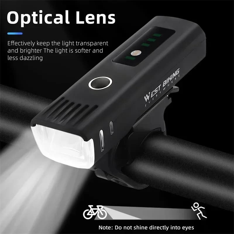 WEST BIKING Fari AUTO for bicycle 250-1600 lumen Rechargeable bike front light Double LED torch Cycling accessories