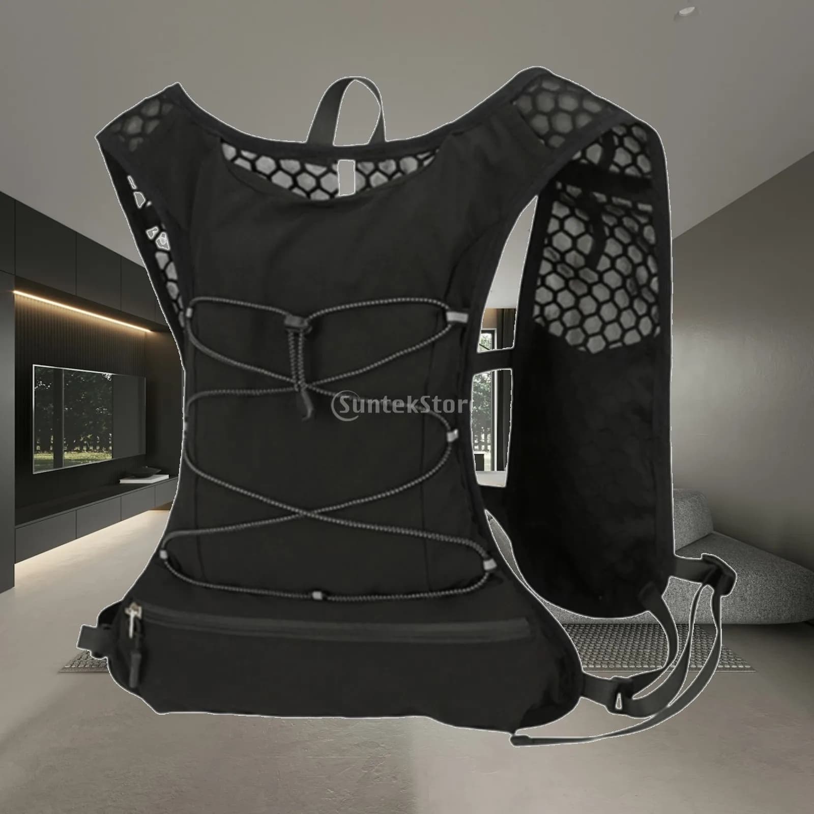 Hydration Vest Pack Nylon Bladder Water Backpack Marathon Running Gear with Zipper Pockets for Cycling Climbing Race