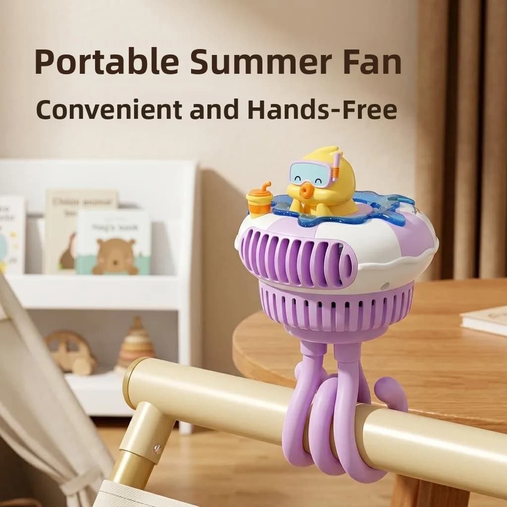 Portable USB Fan Octopus Design No Leaf Baby Stroller Clip Fan Outdoor Use Child Carrier Fan Lightweight Cooler