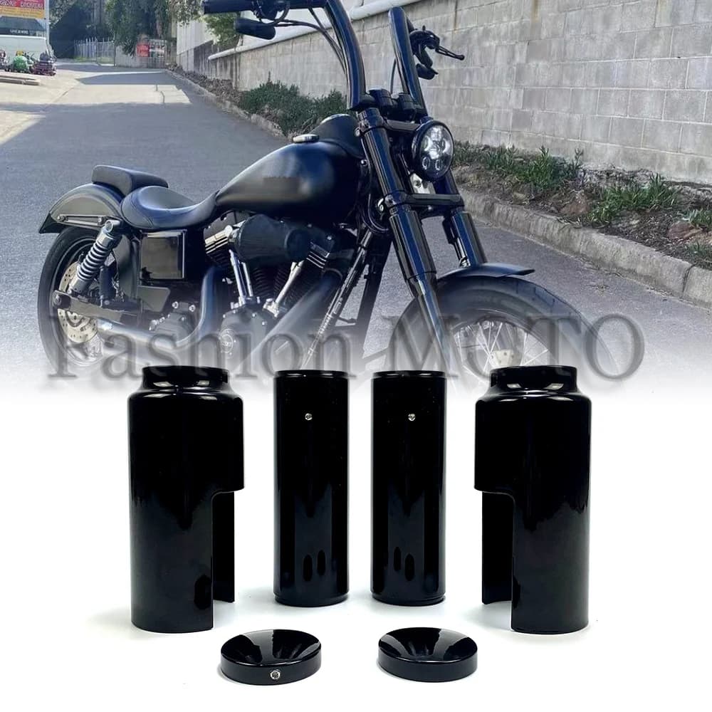 Moto in alluminio nero completo coperchio forcella anteriore Set tappo tubo Kit per Harley Dyna FXD Street Fat Bob Low Rider 2006-2017