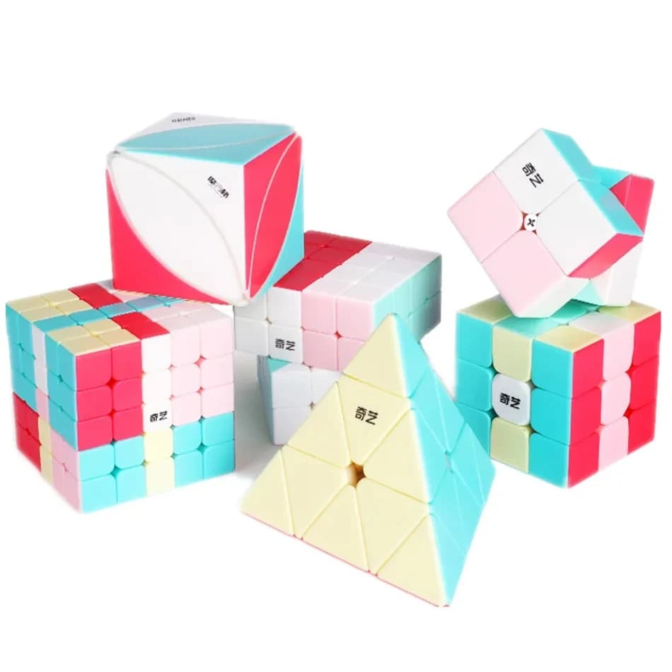 Qiyi Neon Edition 2x2 3x3 Cubo magico 4x4 5x5 Cubo di velocità Foglie d'acero lvy piramide Giocattolo educativo per bambini Cubo Magico Puzzle