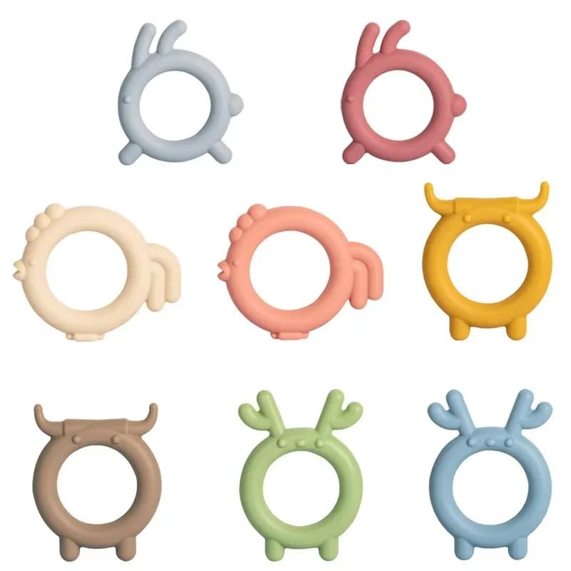 1/8 pz Massaggiagengive in silicone per bambini dentizione bastone braccialetto dentizione lenitivo mordere guanti giocattolo cartone animato anti mangia mani