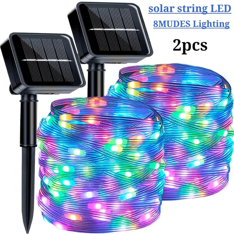 Luci a stringa solari a LED Ghirlanda impermeabile Fata Stirng Light Decor per alberi da giardino Matrimoni per feste all'aperto Natale Halloween