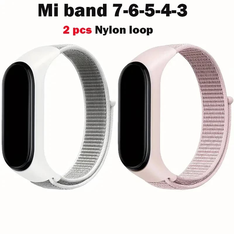 2 pezzi Anello in nylon per Xiaomi Mi band 7 Cinturini di ricambio Morbido cinturino da polso regolabile Pulsera per Miband 7 6 5 4 3 Bracciale