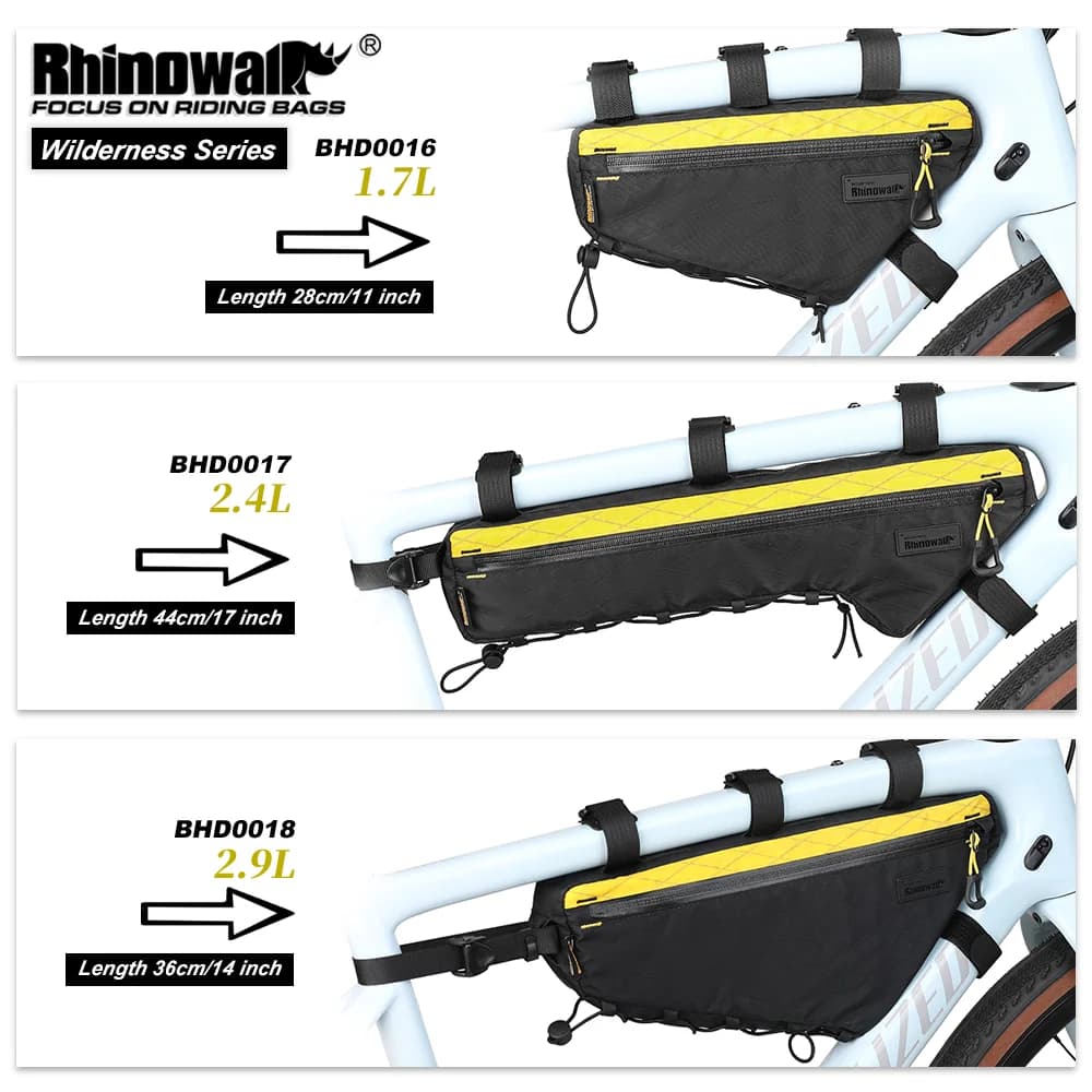 Rhinowalk Front Frame Bag for Bike Water Resistant 1.7L/2.4L/2.9L Bikepacking for MTB and Road Bike Cycling Crossbeam Pack
