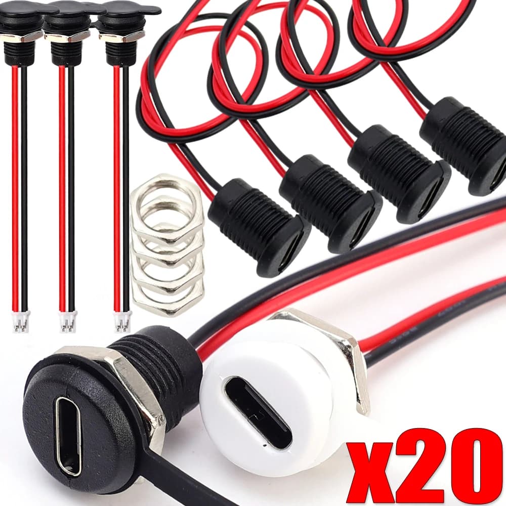 1/20 pz USB Tipo C Connettore Tipo-C Impermeabile con Dado Piastra di Bloccaggio Femmina TPC Impermeabile Ad Alta Corrente di Ricarica Veloce Martinetti porta