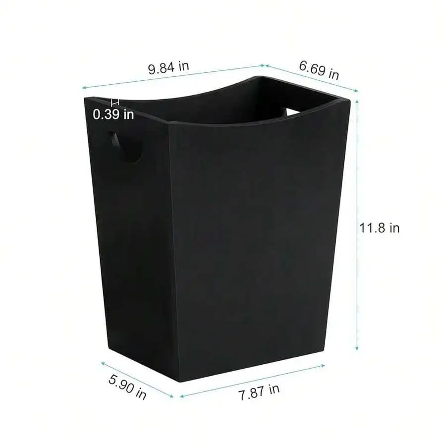 Small Black Trash Can With Handles 2 Gallon Waste Basket For Bathroom Living Room Office
