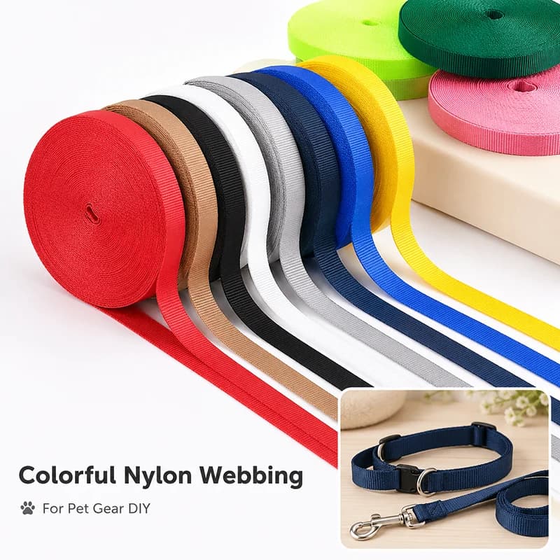 Nastro in nylon multicolore da 45 metri, 10 mm, per collari, guinzagli, pettorine per cani, nastro di sicurezza, materiale per legature fatte a mano, rifinitura