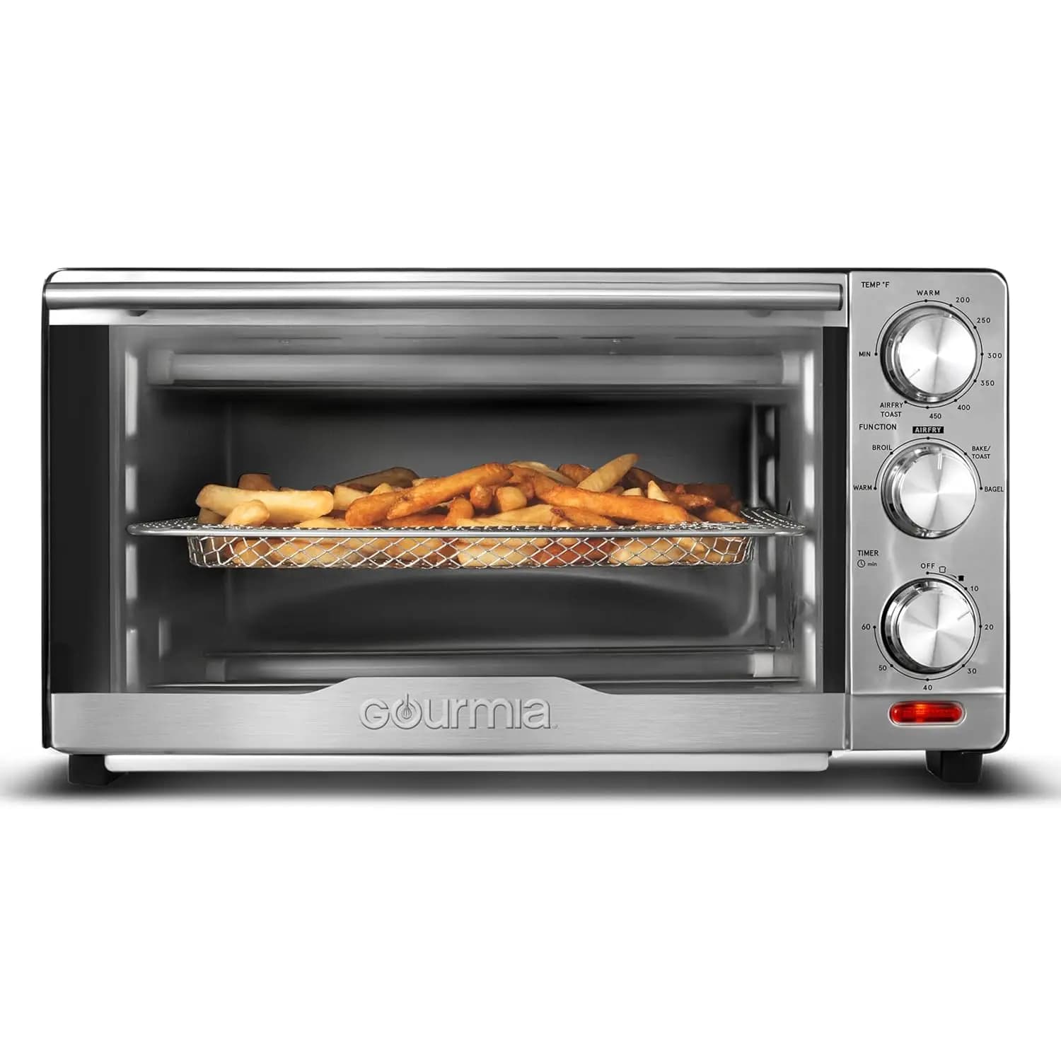 Gourmia Air Fryer Toaster Combo - 6-in-1 Multi-function Countertop Oven Adjustable Temperature & Timer, Fry Basket, Baking Pan,