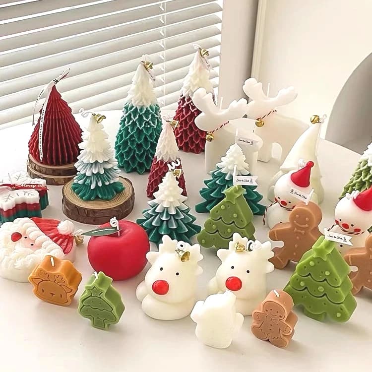 Stampo in silicone natalizio Stampi per candele fai-da-te Silicone Alce Snow Man Forniture per la produzione di candele natalizie