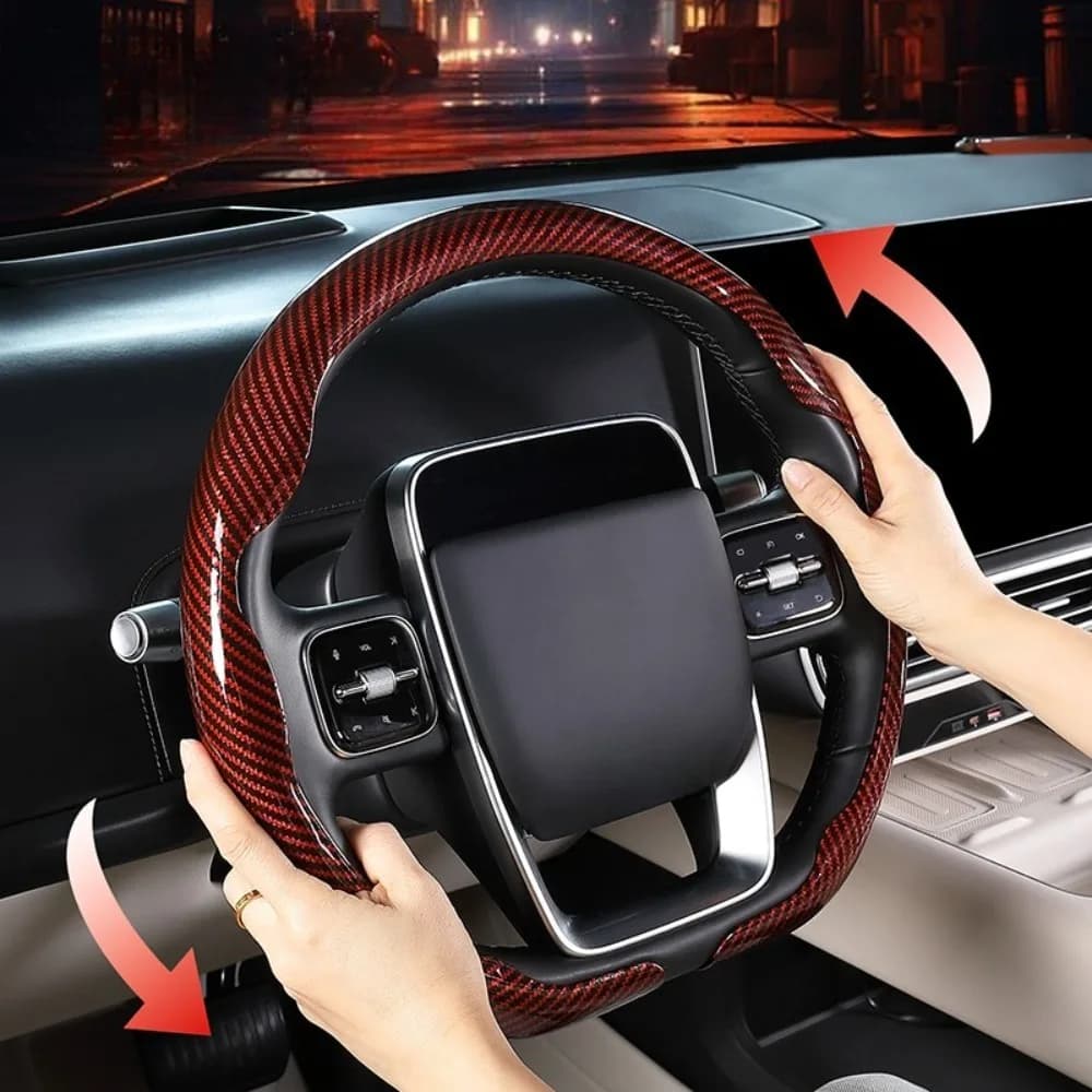 Coprivolante Universale per Auto in Fibra di Carbonio Lucida, Traspirante, Assorbente, Antiscivolo, per Tutte le Stagioni