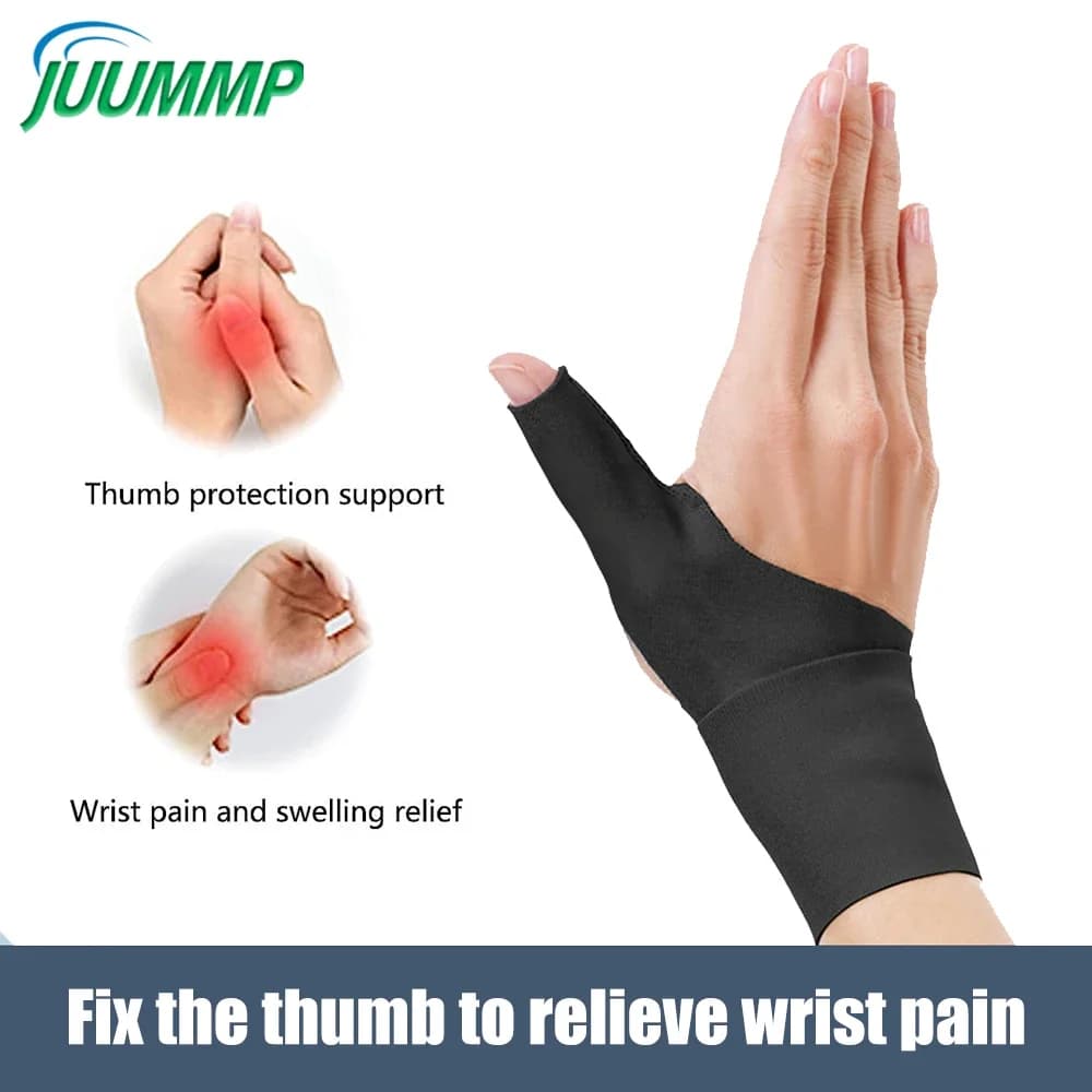 Tutore di supporto per polso per pollice da 1 pezzo, guanto senza dita elastico per artrite per alleviare il dolore, stecca impermeabile per compressione del polso