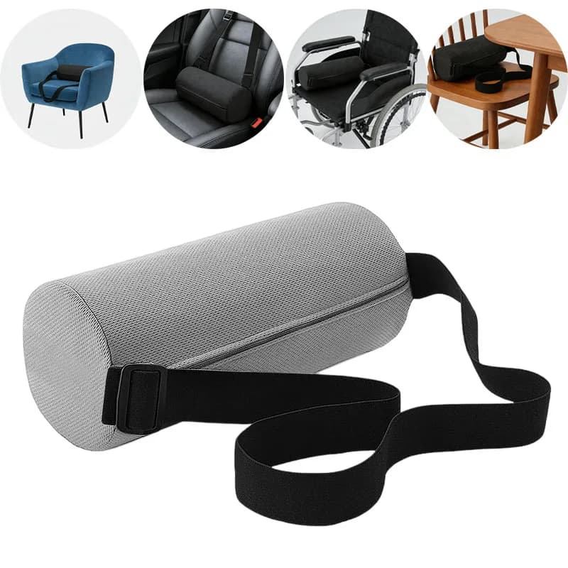 Cuscino lombare per seggiolino auto Divano domestico Cuscino lombare cilindrico Fascia elastica Riempimento in cotone con memoria fissa Pulizia rimovibile