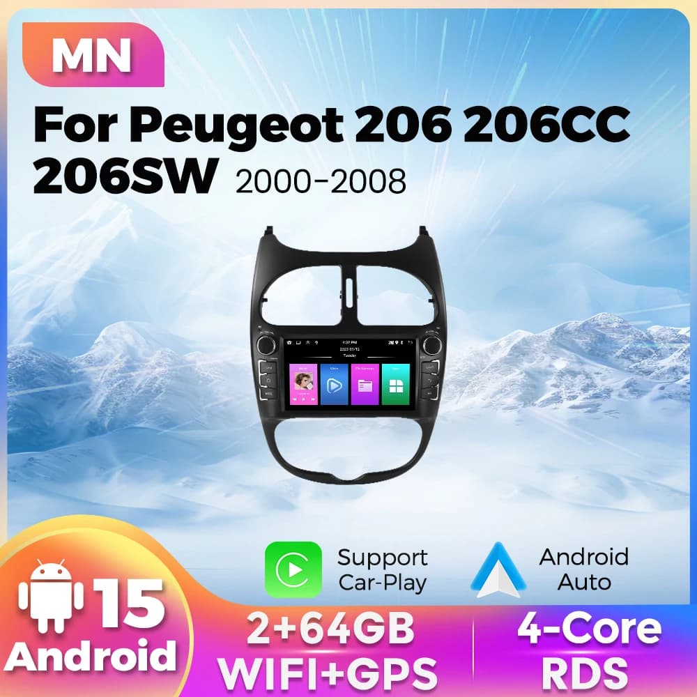 NaviFly 7" Car Radio Android For Peugeot 206 206CC 206SW 2000-2008 Multimedia Player Carplay WIFI 2Din Autoradio Navigation GPS