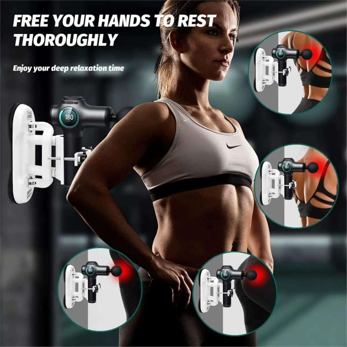 update. Hand Massage Gun Holder, Multifunctional Hair Dryer Holder Wall Mounted Fascia Gun Mount for Fitness Back Shoulders Legs