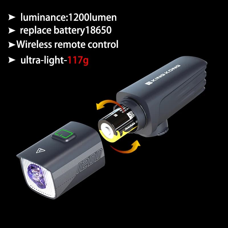 Bike lamp with replaceable battery 18650, with anti-glazing spot light, ultralight bicycle lamp