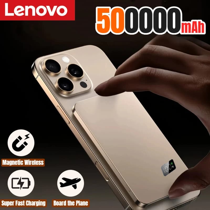 Lenovo 50000mAh Power Bank 3 IN 1 Slim Magnetic Wireless Power Bank 22.5W External Battery for MagSafe for iPhone Samsung 2026
