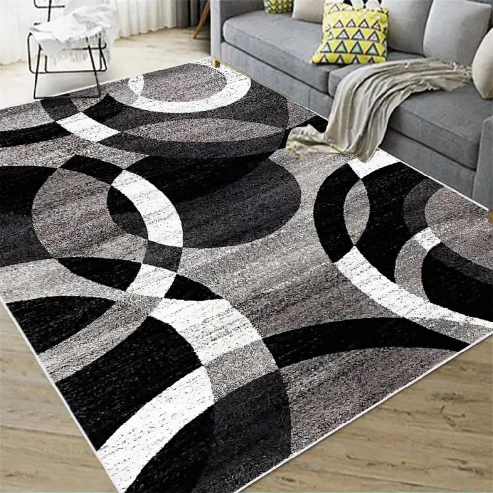VIKAMA Modern geometric carpet: a decorative mat for the durable and stain resistant house, suitable for bedrooms and living rooms