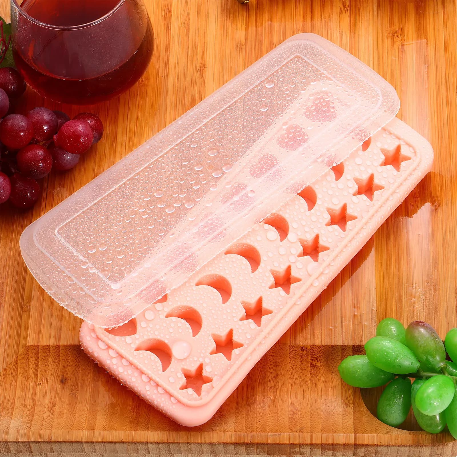 Stampo in Silicone a Forma di Stella, Luna e Cuore per Cubetti di Ghiaccio, Flessibile e Riutilizzabile, per Bevande, Vino, Cocktail, Dessert e Caramelle