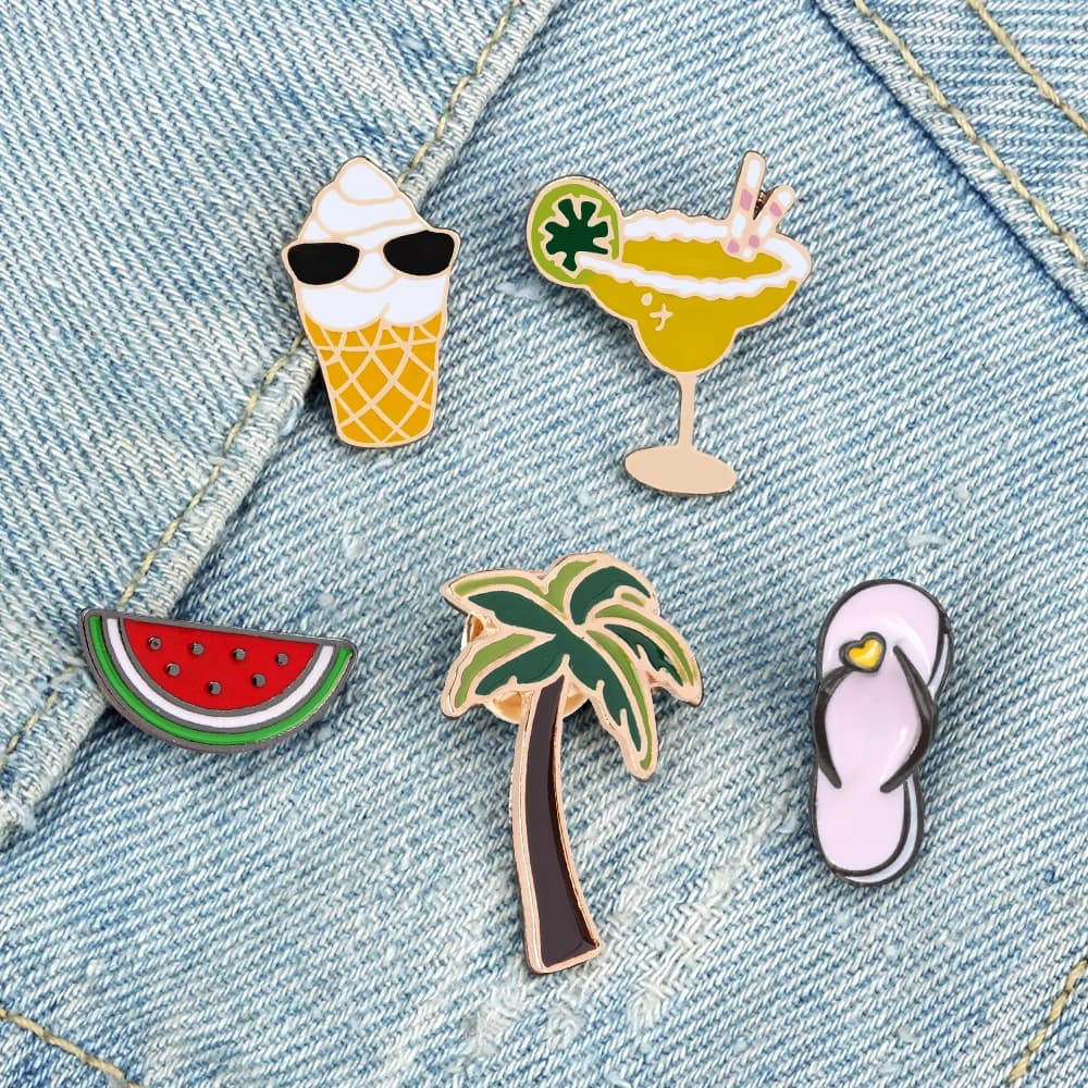 Fashion Holiday Pin Flip-flop Watermelon Cock-tree Ice Cream Juice Beautiful Brooch Backpack Berry Hats Distinctive Accessories Gifts
