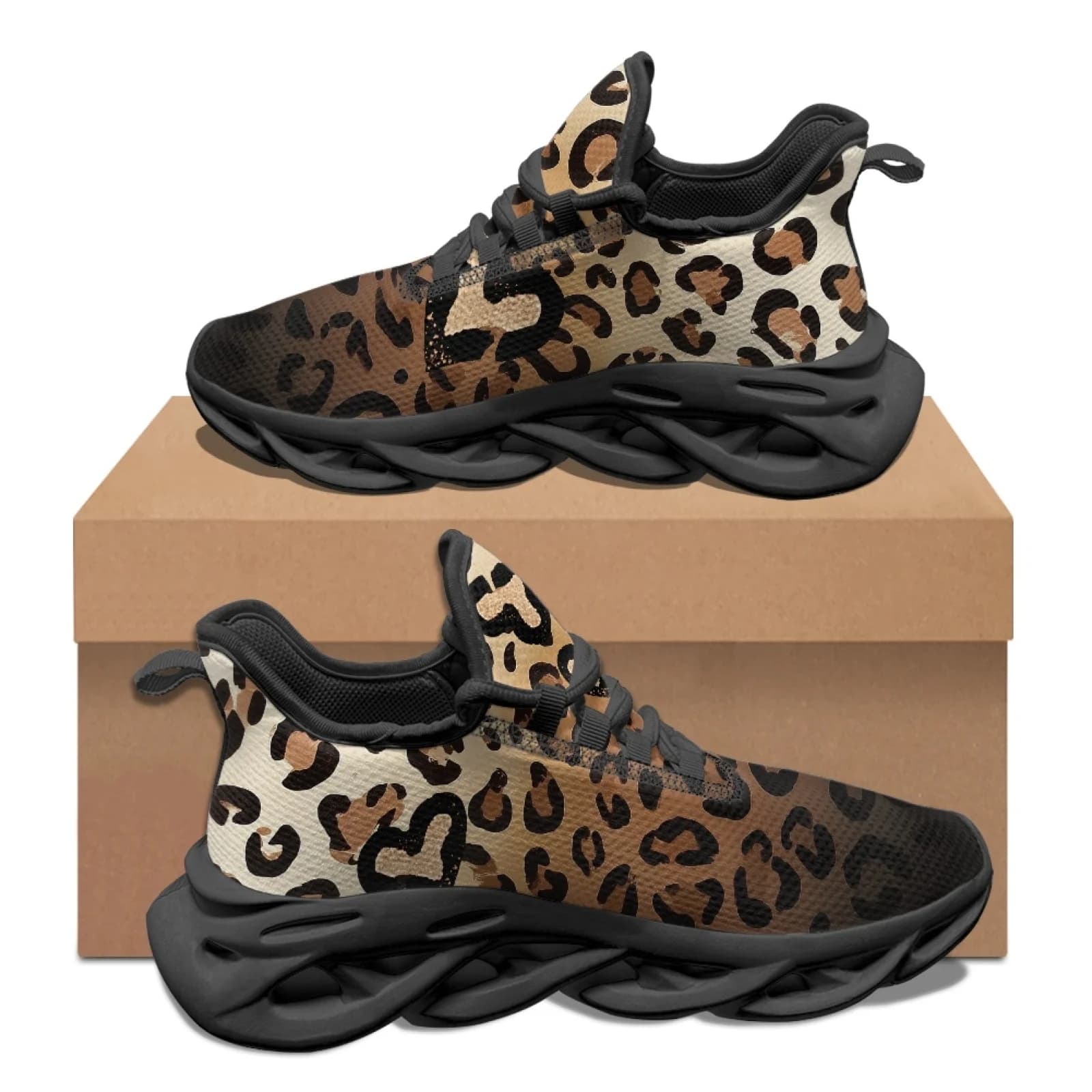 PENSTROLL Cheetah Spot Design Outdoor Sneakers Mesh & EVA Athletic Shoes Casual Mens Running Shoes for Workout