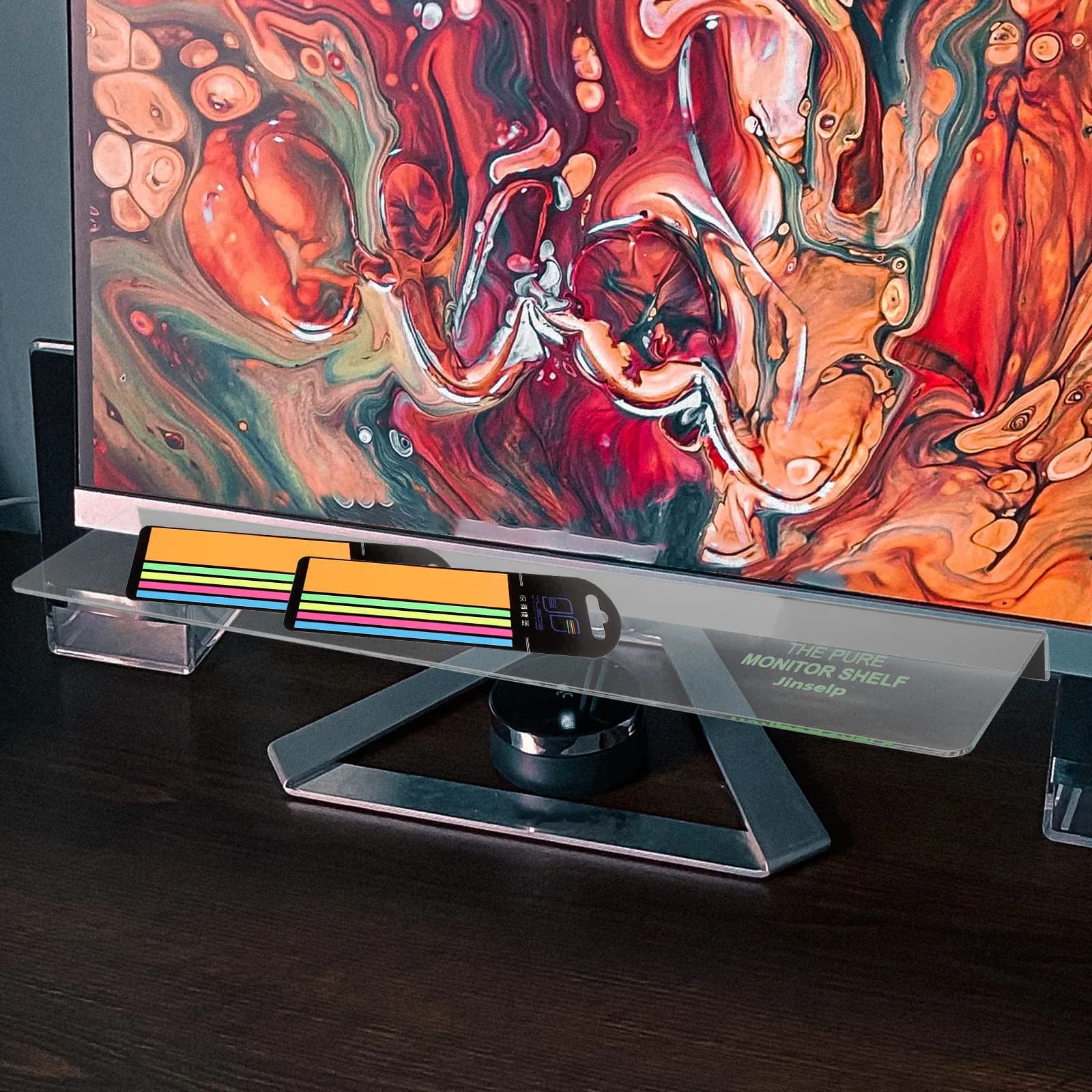 Supporto per Note da Scrivania in Acrilico Trasparente, Design Sottile, Organizzatore per Monitor e Schermo del Computer, Facile da Applicare e Rimuovere
