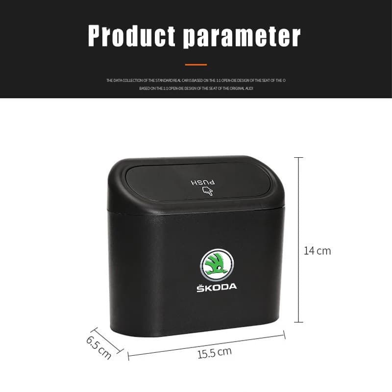 Car Garbage Can Storage Box Rubbish Organizer Trash Bin for Skoda Superb Fabia Kodiaq Karoq Citigo Octavia VRS Yeti Rapid Scala