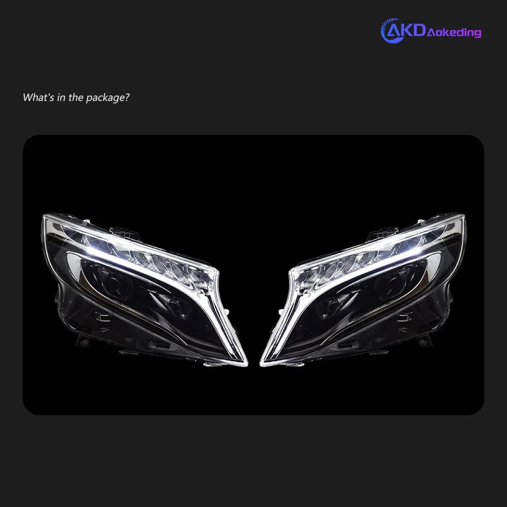 Faro AKD per Benz Vito, Faro a LED 2013-2019, Fari Vito W447 con DRL, Indicatore di Direzione, Abbaglianti, Lente Proiettore Angel Eye