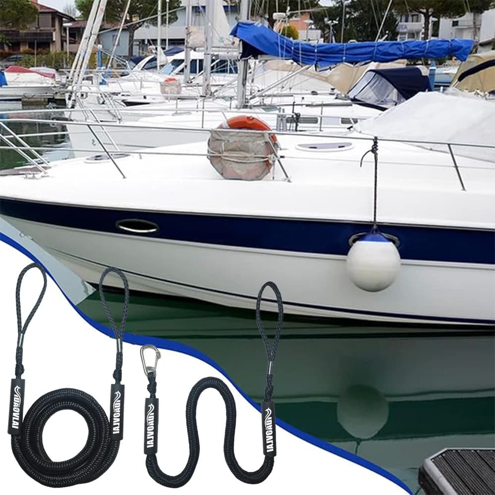 Corda di ormeggio elastica da 1,2 m (2 pezzi) con assorbimento degli urti per barche, moto d'acqua, kayak, pontoni