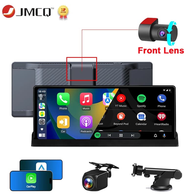 JMCQ 10.26 "wireless Carplay Car DVR Design Split Dash Cam Mirror Camera Android Auto Dual Lens Video Recorder BT WIFI