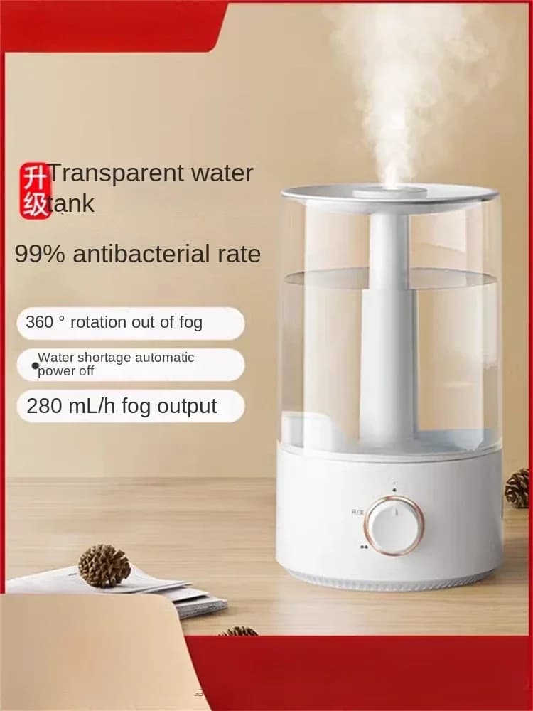 Humidifier Household Mute Bedroom Heavy Fog Desktop Air Purification Spray Upgrade Transparent Water Tank