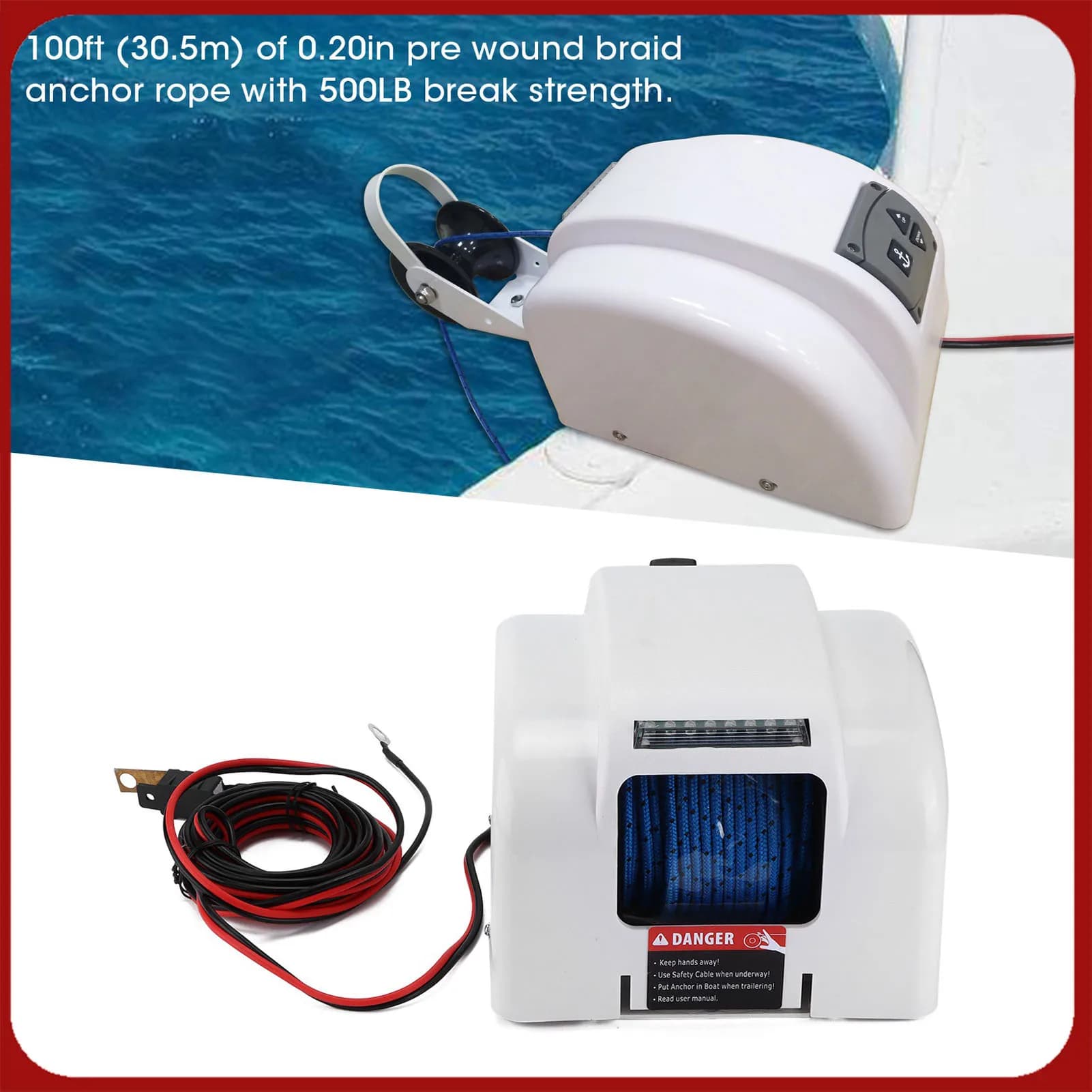 30LBS 12V Verricello elettrico Verricello marino Kit verricello con telecomando per accessorio verricello di ancoraggio elettrico marino per barca da pesca