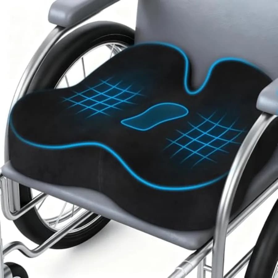 Cuscino per sedia a rotelle, cuscino premium in memory foam per sedia da ufficio, cuscino a ciambella di supporto per sciatica, coccige e sollievo della schiena