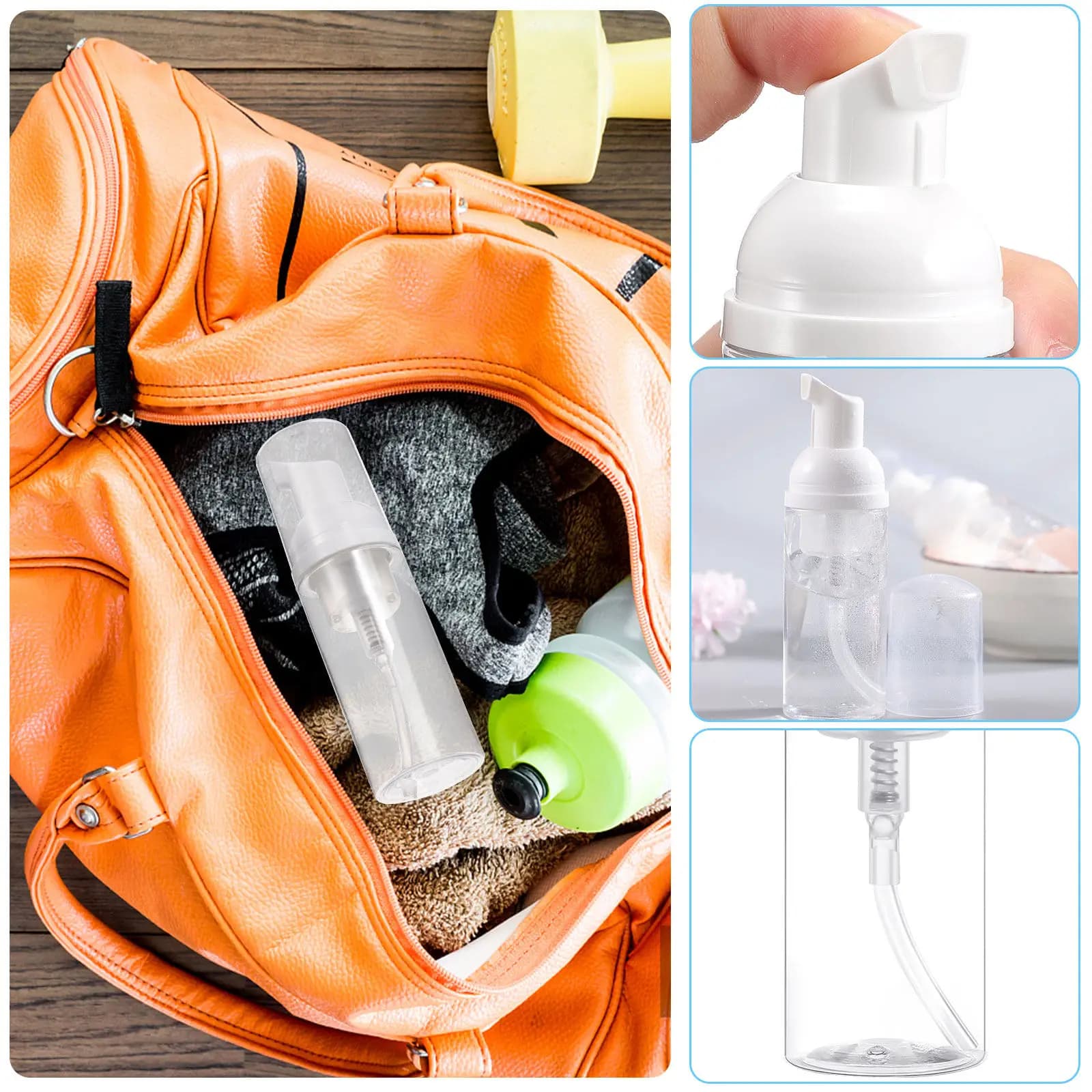 2Pcs Bottles 50Ml Transparent Reusable Plastic Travel Liquid Containers Foaming Soap Dispenser Perfect for Home
