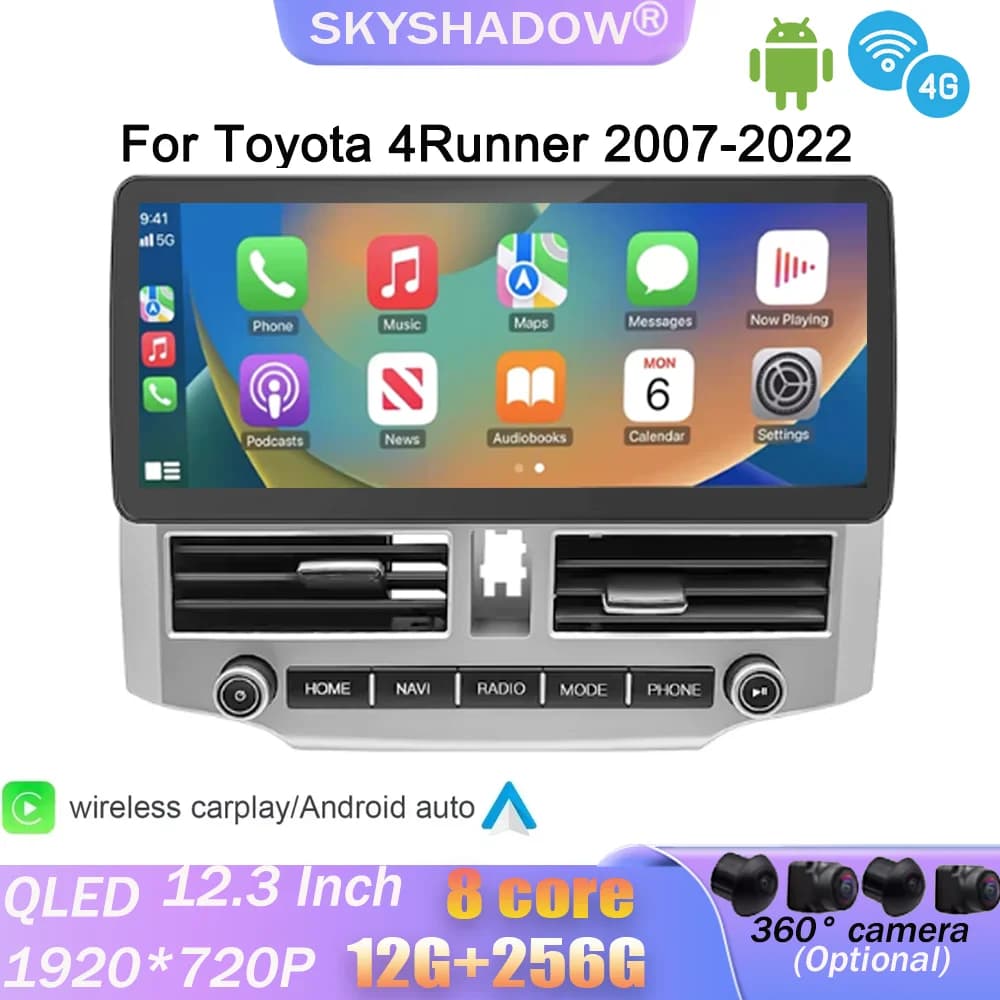 Android 14 Per Toyota 4Runner 20072008 2009 2010 2011 2012 2013 -2022 Autoradio Multimediale Stereo Lettore di Navigazione GPS Carplay