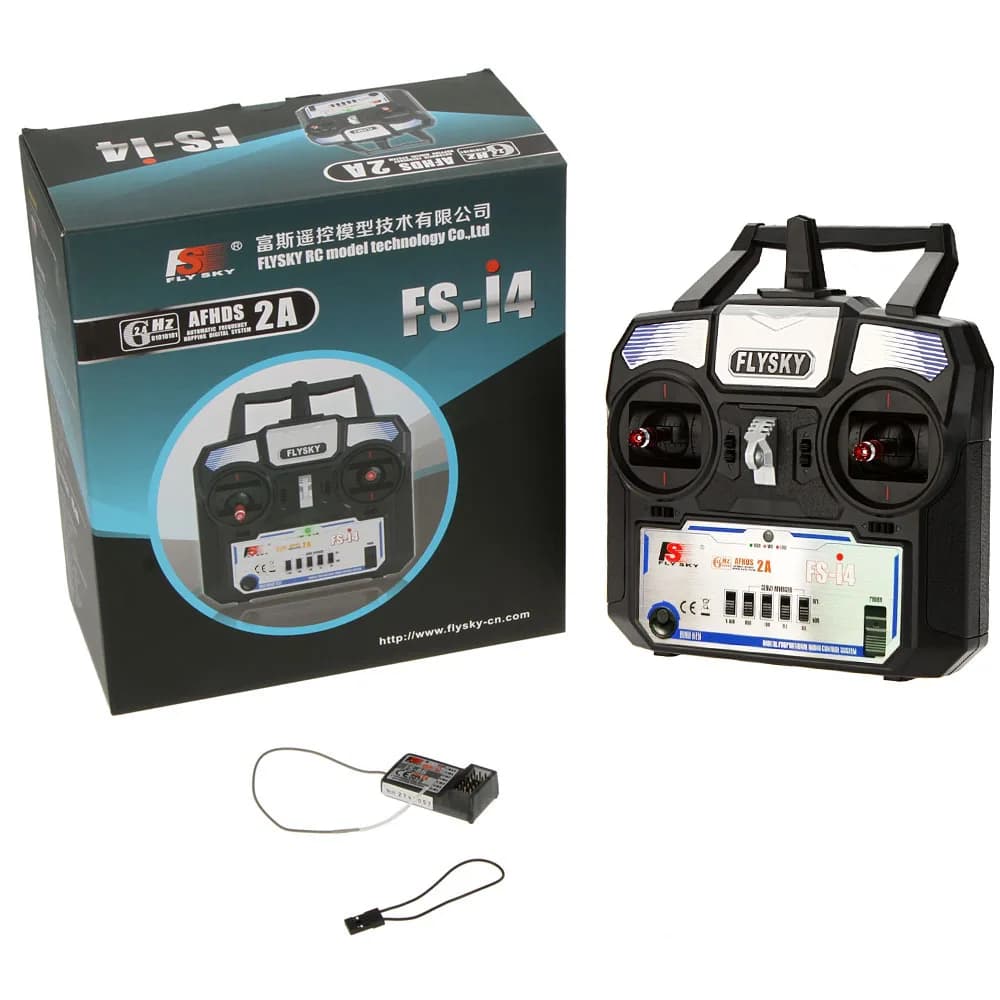 Sistema Radio Flysky FS-i4 AFHDS 2A 2.4GHz 4CH Trasmettitore per Elicottero RC Aliante con Ricevitore FS-A6