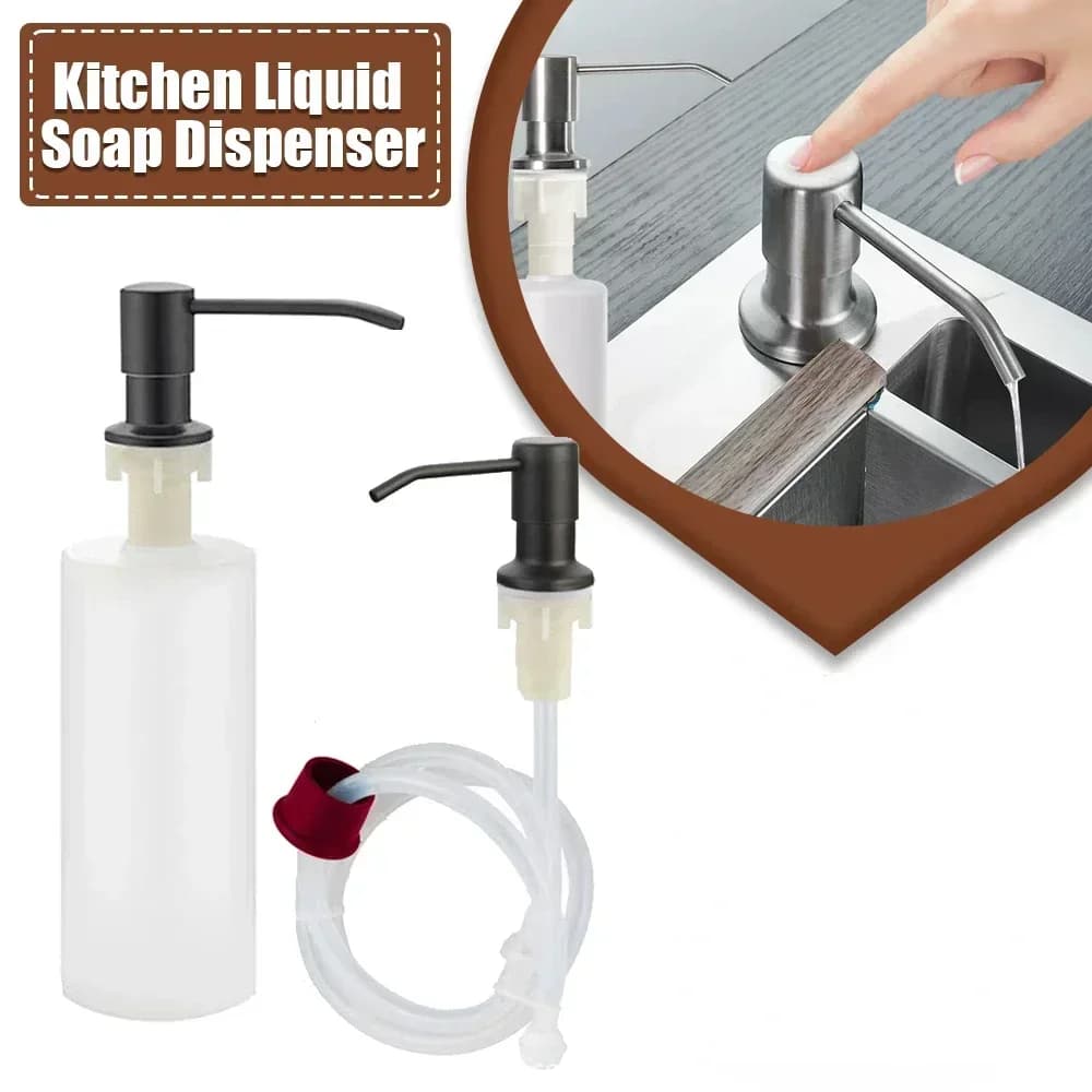 Dispenser di Sapone Liquido da Cucina 350/500ML, Erogatore di Sapone per Bagno e Cucina, Accessori per Lavandino con Testa in Acciaio Inossidabile