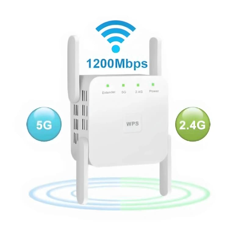 Ripetitore WiFi 1200M, Amplificatore di Segnale Wireless, Estensore di Portata Dual Chip