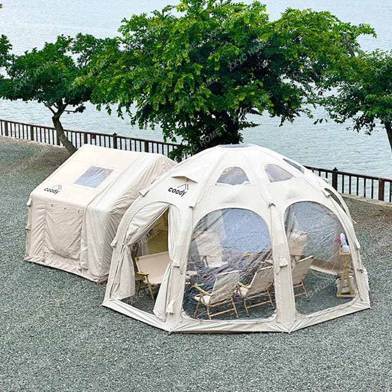 Tenda gonfiabile sferica da esterno per osservazione, tenda circolare in cotone per auto, tenda da campeggio