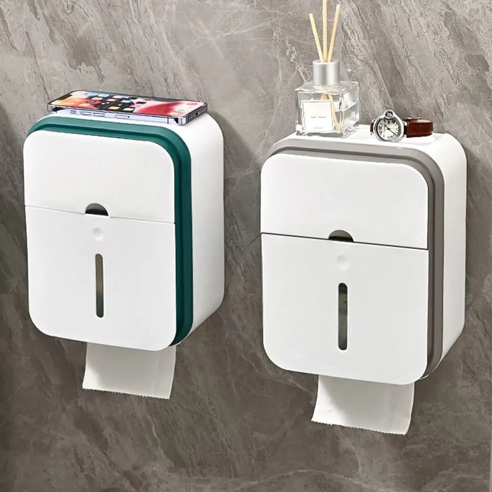 New Wall Mounted Toilet Tissue Box Large Capacity Waterproof Tissue Box Double Layer Toilet Paper Holder Bathroom Accessories