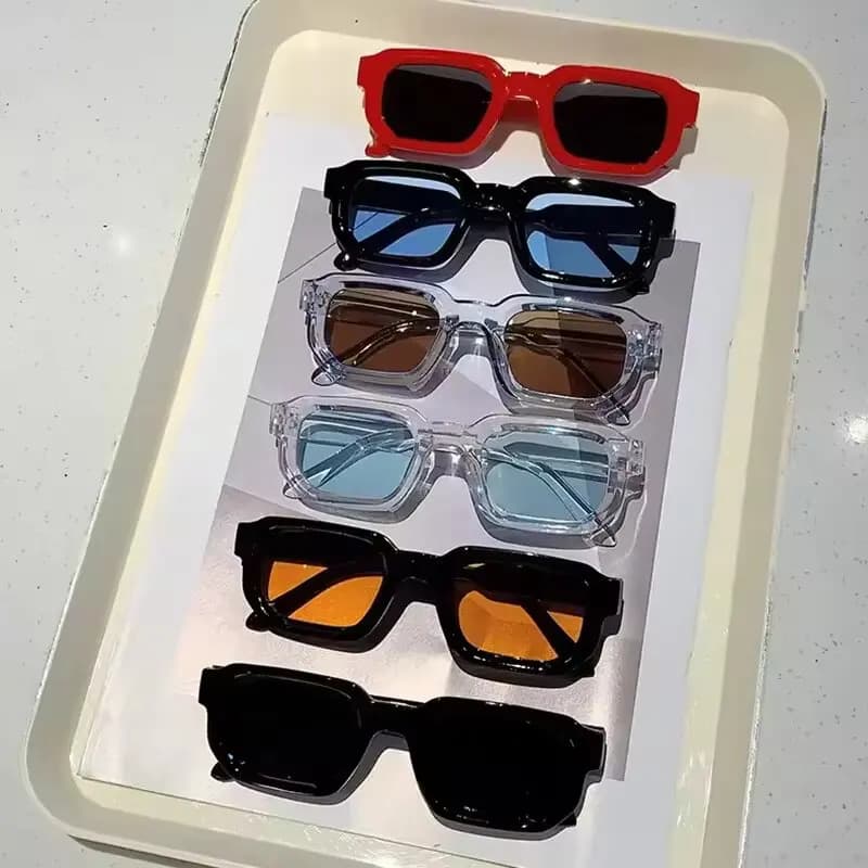New Men Sunglasses With Rectangular Frame Vintage Sunglasses Retro Fashion Design Glasses Brand Luxury UV400 Women's Glasses