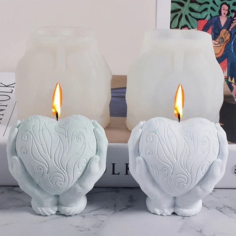 San valentino amore candela stampo in Silicone 3D palmare a forma di cuore sapone resina gesso artigianato stampi fai da te torta al cioccolato strumento di cottura