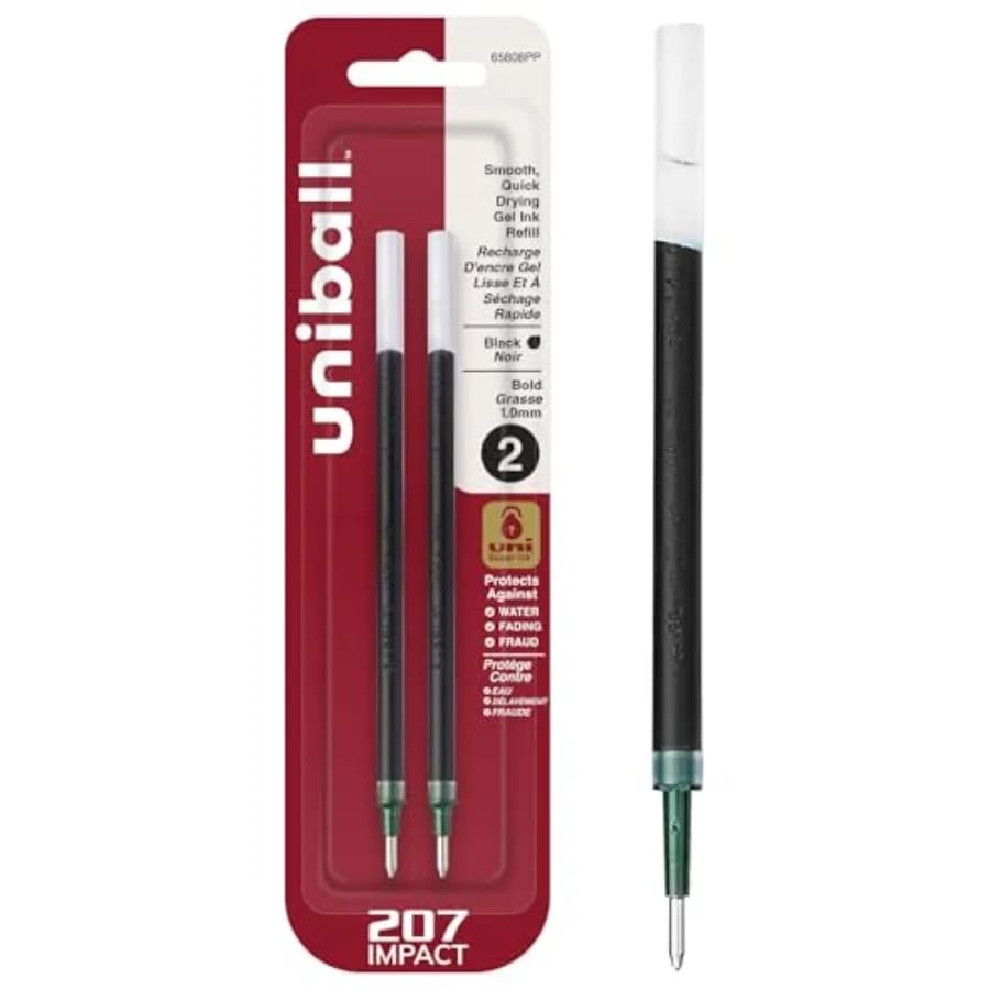 Uniball 207 Gel Pen Refills, Bold Point 1.0mm,Ink, 2 Pack