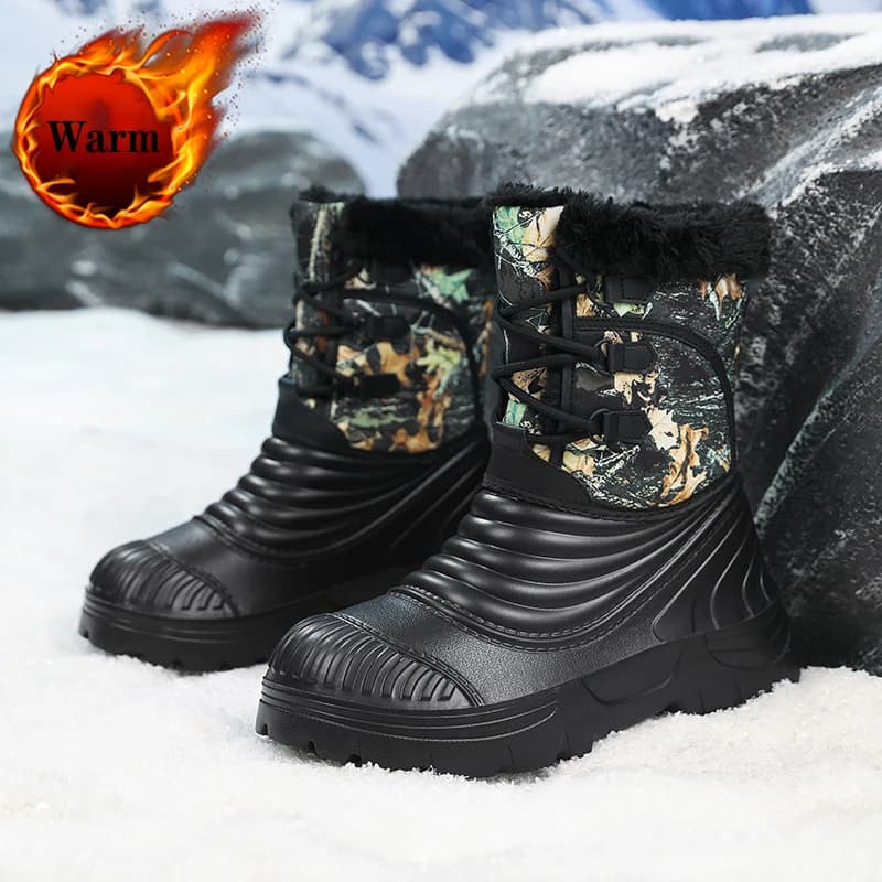 2026 Men's Winter Boots Platform Snow Boots Warm Shoes Thick Plush Waterproof Outdoor Hiking Fishing Work Boots Plus Size 38-51