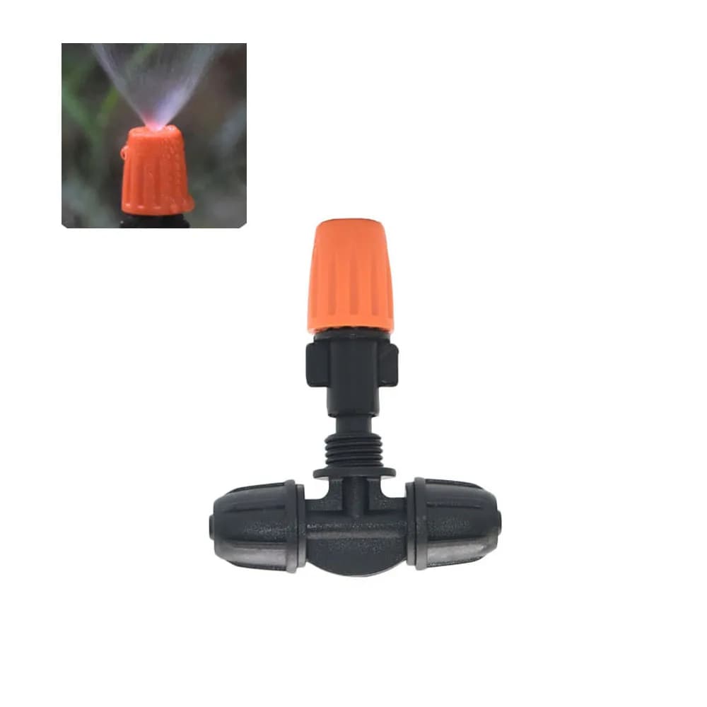 4 T connectors for garden nebulizer nozzles, with 1/4 inch barb attack and locking nut, for micro irrigation system and refreshing spray irrigation