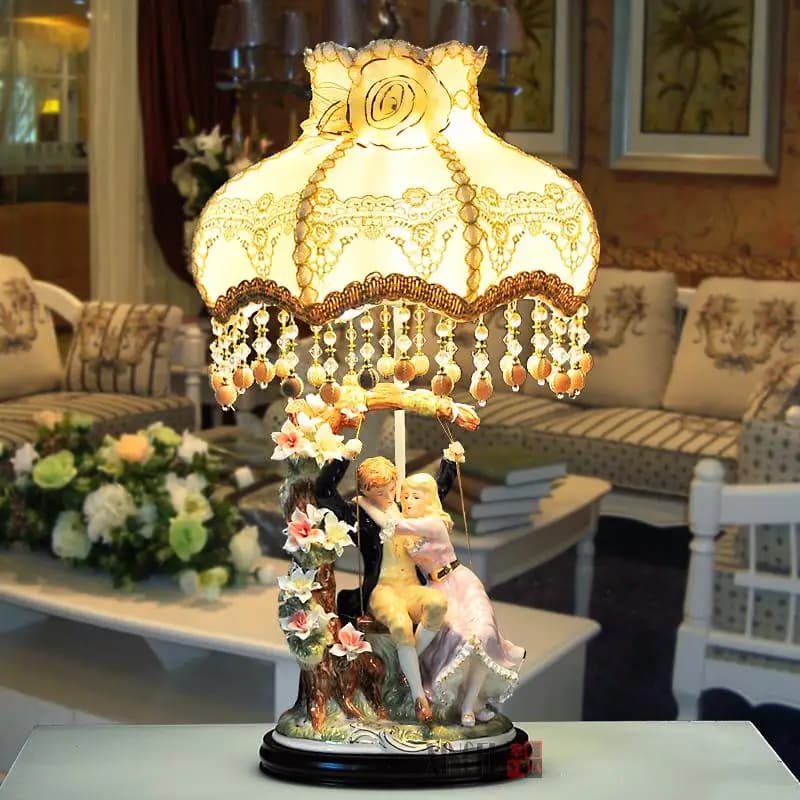 Lampada da tavolo in ceramica europea soggiorno camera da letto lampada da comodino dimmerabile decorazione calda sala nuziale principessa americana tavolo nordico