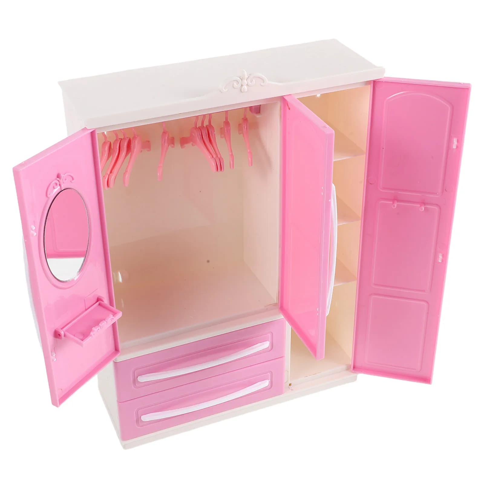 1Set Baby Closet 30Cm Small Plastic Openable Wardrobe Clothes Hangers Miniature Dollhouse Bedroom Furniture Accessories